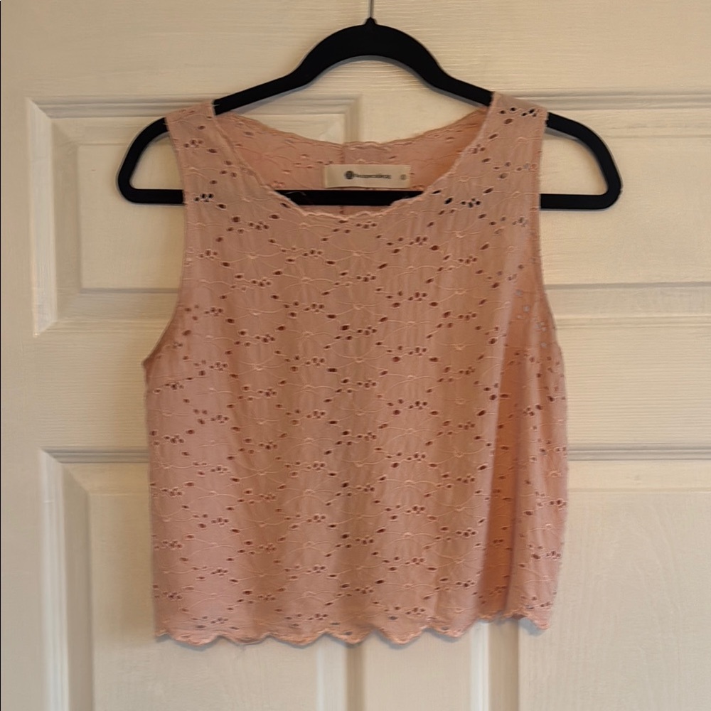 Pink Embellished Crop Tank Top